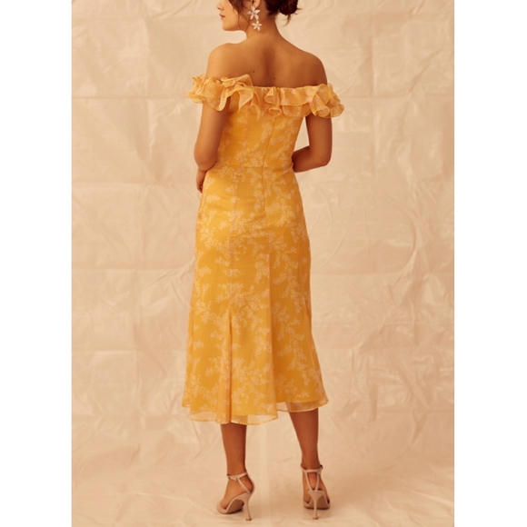 KEEPSAKE the Label Embrace Ruffle Midi Dress Yellow Size Medium - Picture 2 of 11